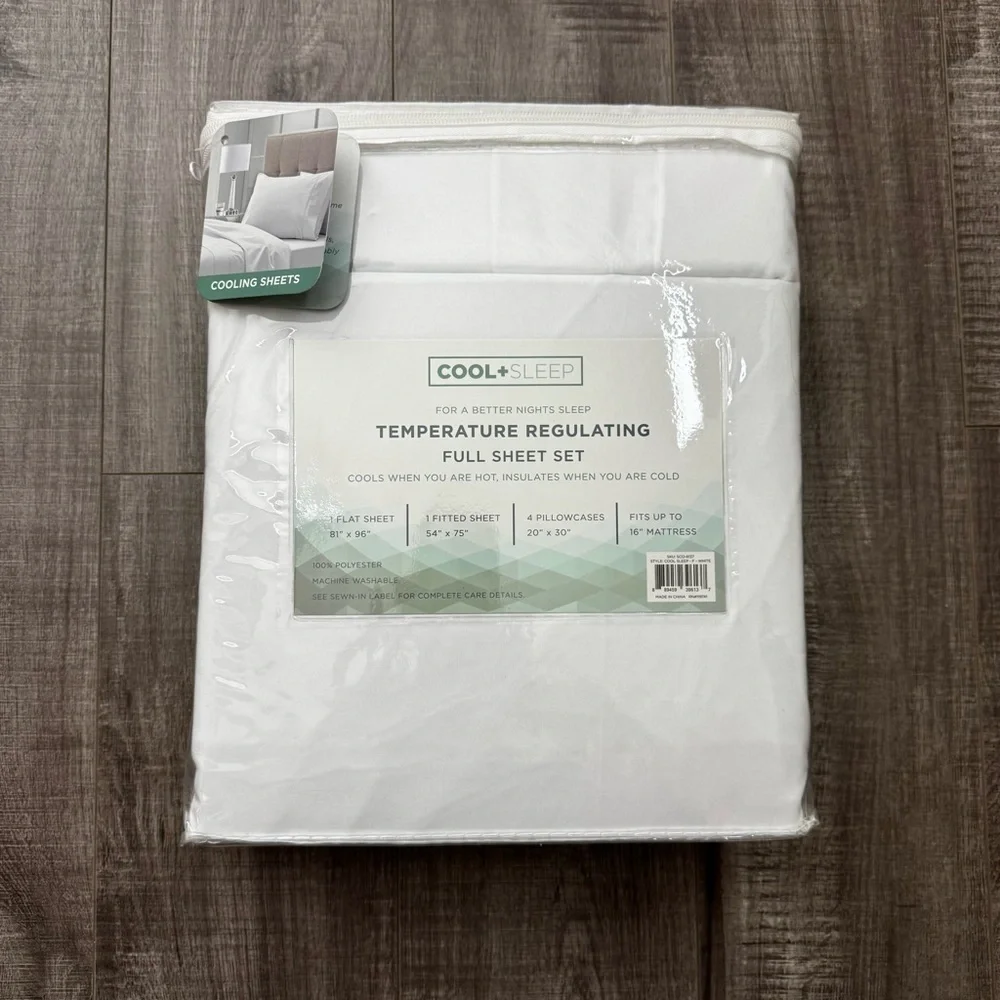 Cool + Sleep White Temperature Regulating 6 Piece Sheet Set in Full NWT